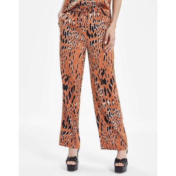 Bar III Women's Animal-Print Drawstring-Waist Pants Rich Camel/Black Size XXL - Picture 3 of 4